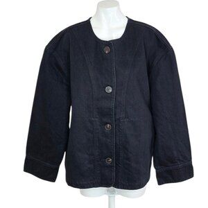 Everlane The Denim Barrel Jacket, Black, Organic Cotton, Button Front,Womens XXL